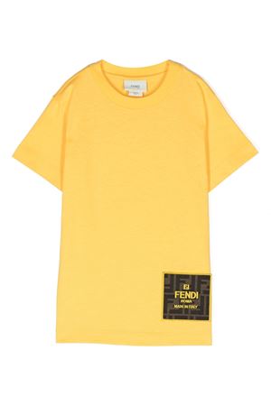T-shirt in cotone giallo FENDI KIDS | JUI1537AJF1MU0